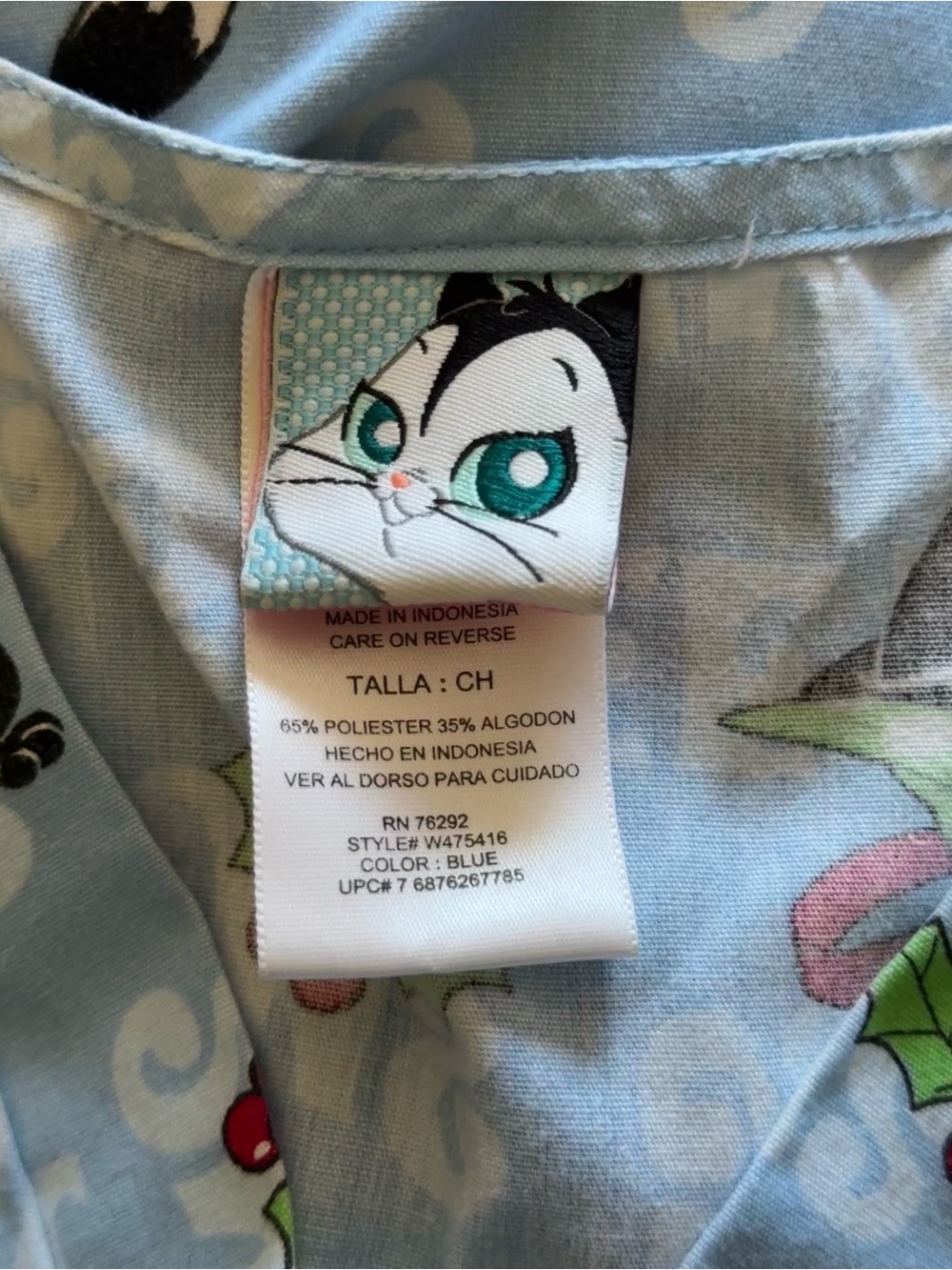 Vintage Warner Bros. Penelope Pussycat Holiday Scrub Top - Picture 3 of 5